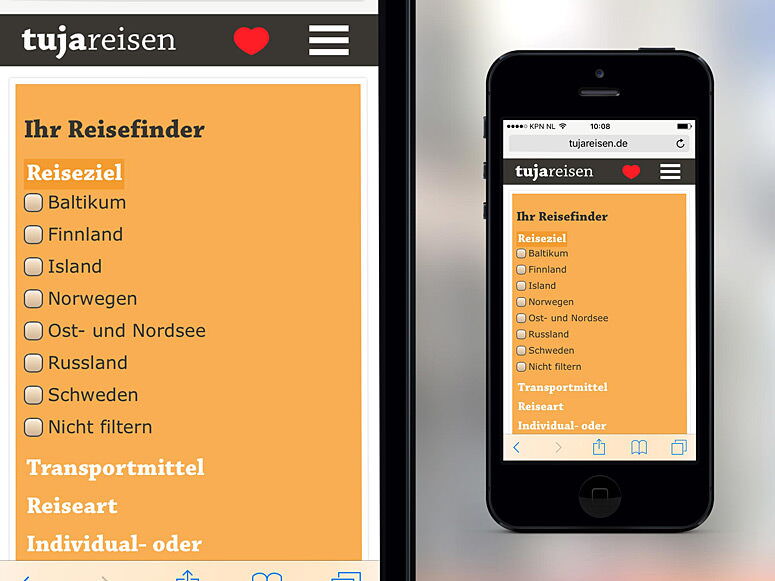 Filterwidget Reisen